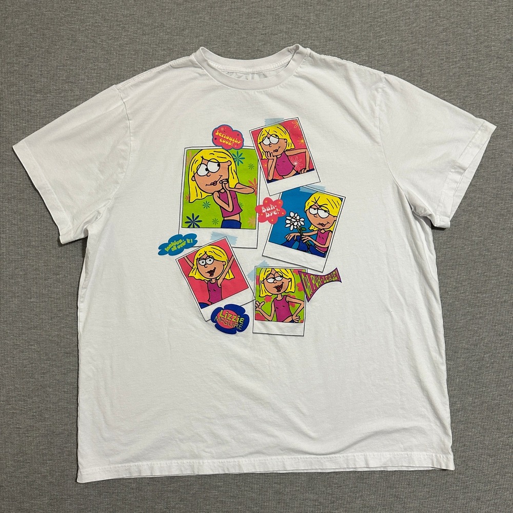 Disney Lizzie McGuire Polaroid Graphic T-Shirt White Cotton Mens Size 2XL